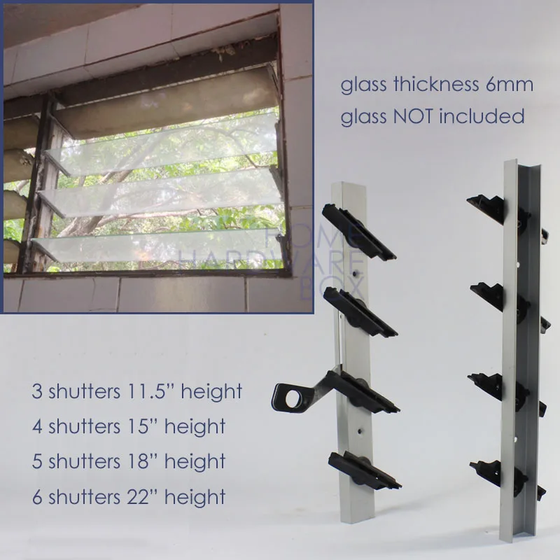 

pair of jalousie window frame aluminum glass 5 shutter flip open