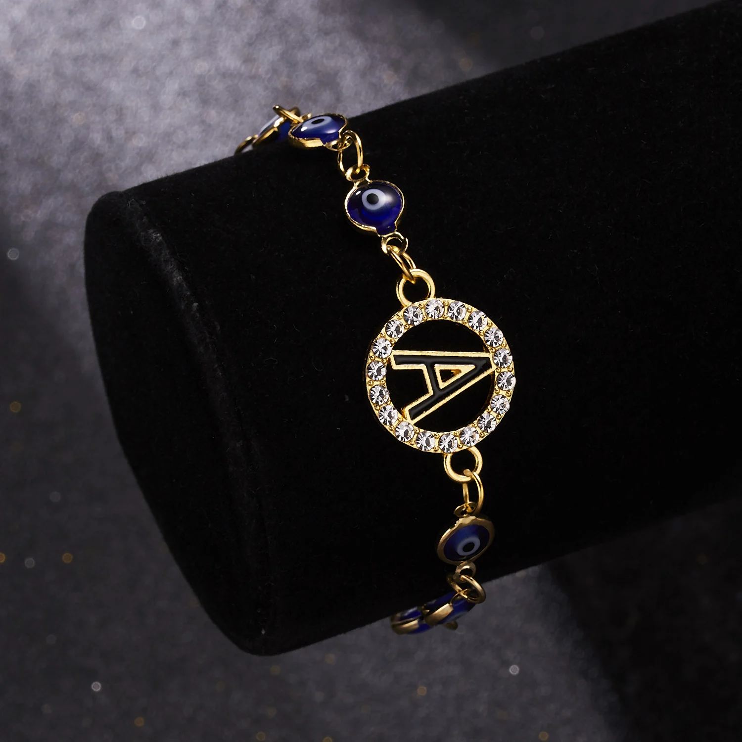 Turkish Lucky Evil Eye Bracelet Gold Color Bangle Rhinestone Blue Eyes Letter Bracelet For Women Men Couple Gothic Jewelry - Image 3