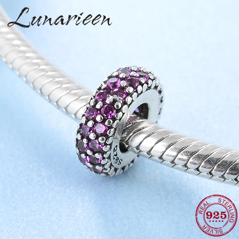 925 sterling silver Stylish and delicate shiny plum color DIY spacer beads Fit Original europeu Charms Bracelet Jewelry making | Украшения