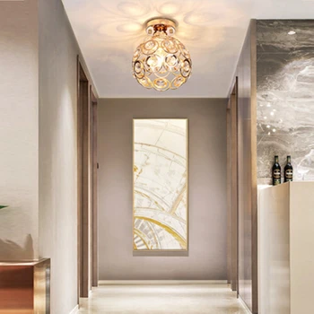 

Modern K9 Crystal Ceiling Lamps Chandelier E27 Surface Mount Gold Home Light For Hallway Aisle Hotel Balcony Plafon Luminaire