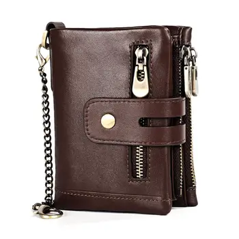 

high quality men genuine cow leather wallet crazy horse leather zipper wallet fashion retro multifunction organizer short wallet