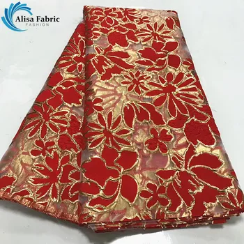 

Alisa New Arrived Brocade Lace Fabrics Fashion African Organza Lace Fabrics 5 Yards/pcs For Sewing Wedding Dresses WDLY0104140