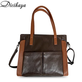 

DICIHAYA 2020 Women PU Autumn And Winter All-match Lady Briefcase Retro Large Capacity Commuter Handbag Shoulder Messenger Bag