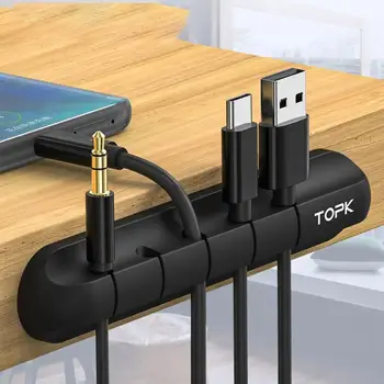 

Cable Organizer Silicone USB Cable Winder Desktop Tidy Management Clips Cable Holder for Mouse Headphone Wire