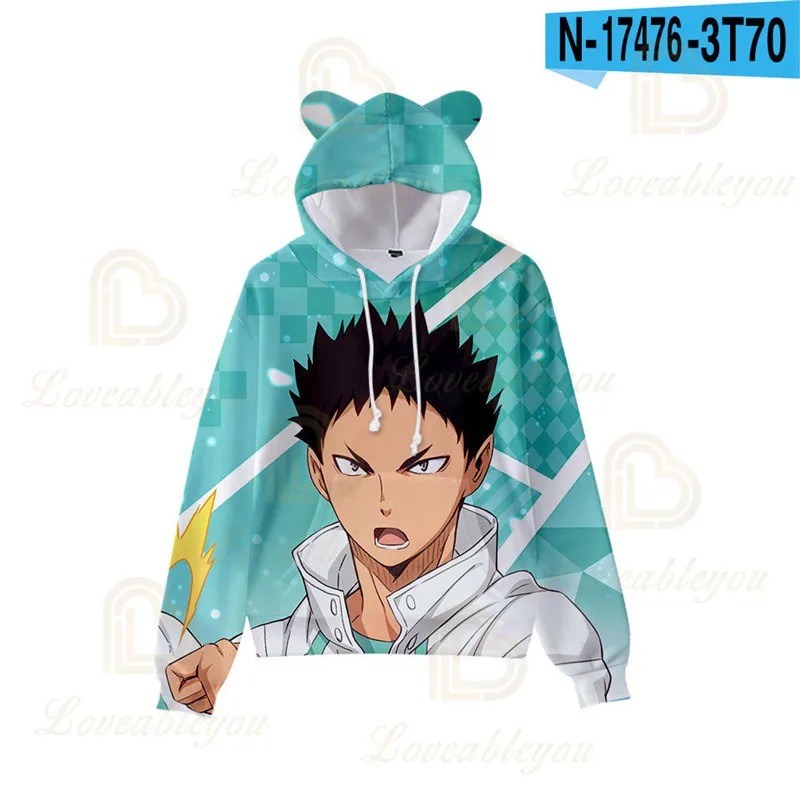 

Hoodie Sweatshirt Japan Anime Unisex 3d Anime Haikyuu Cosplay Female Costume Volleybal Club Casual Kids Hoody