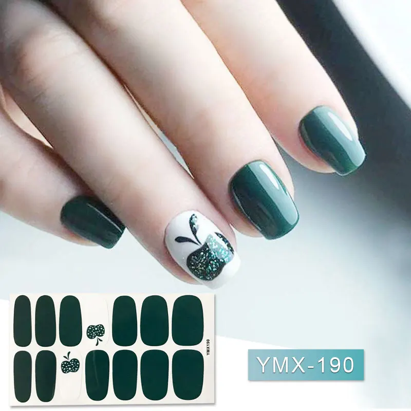 1 Лист наклейки для ногтей набор полное покрытие гелевая лента для ногтей цветок Рождество Геометрическая голографическая с алмазным эффектом украшение для ногтей - Цвет: YMX190