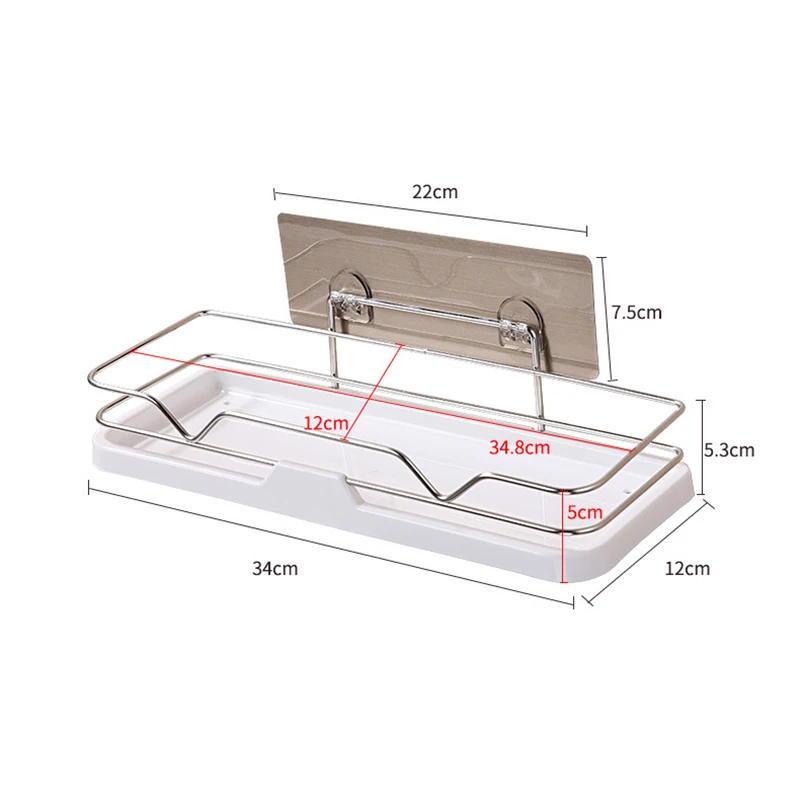 Suction Cup Stainless Steel Drain Rack Bathroom Storage Shelf Punch-Free Kitchen Bathroom Toilet Wall Hanging Storage Rack