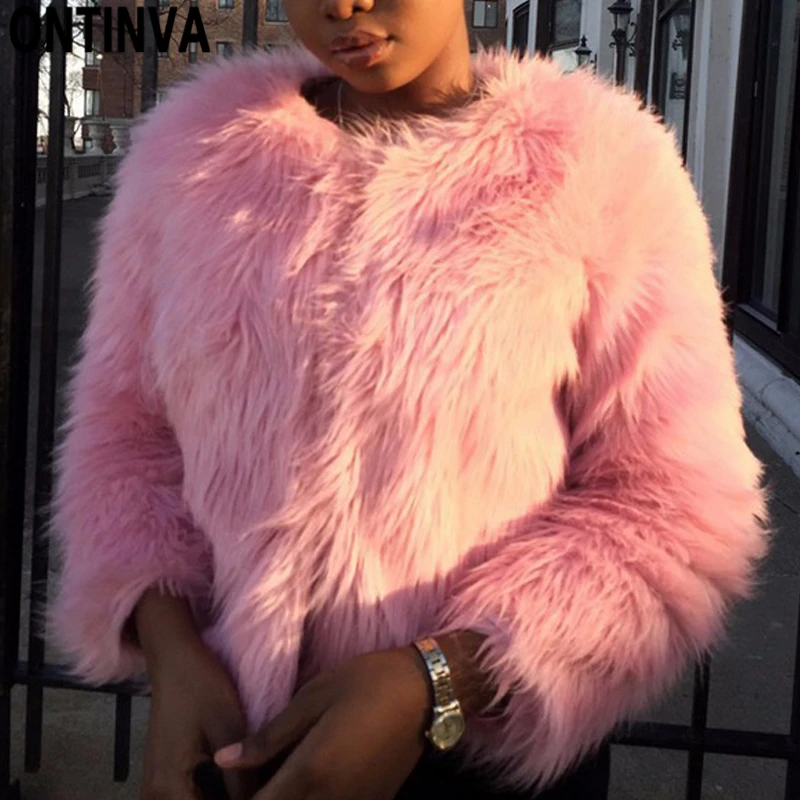 furry pink coat