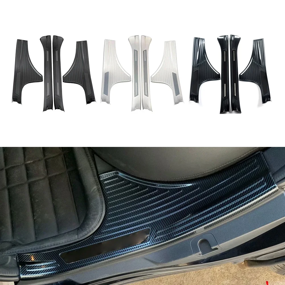 4PCS/SET Car Inner Door Sill Scuff Threshold Protector Plate Cover For Subaru Forester 2019 2020 Stainless Steel with logo | Автомобили и