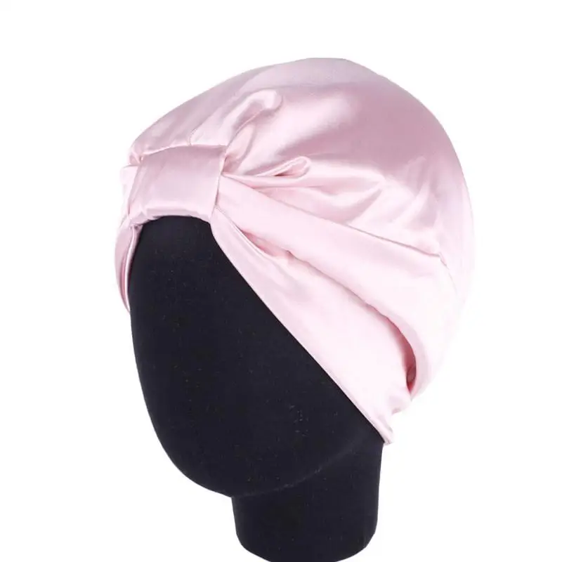 Атласная Ночная шапка для сна, мусульманская женская шапка, тюрбан, кепка chemo, шапка для выпадения волос, эластичная шапочка, головной убор Skullies Islamic Night cap - Цвет: Розовый