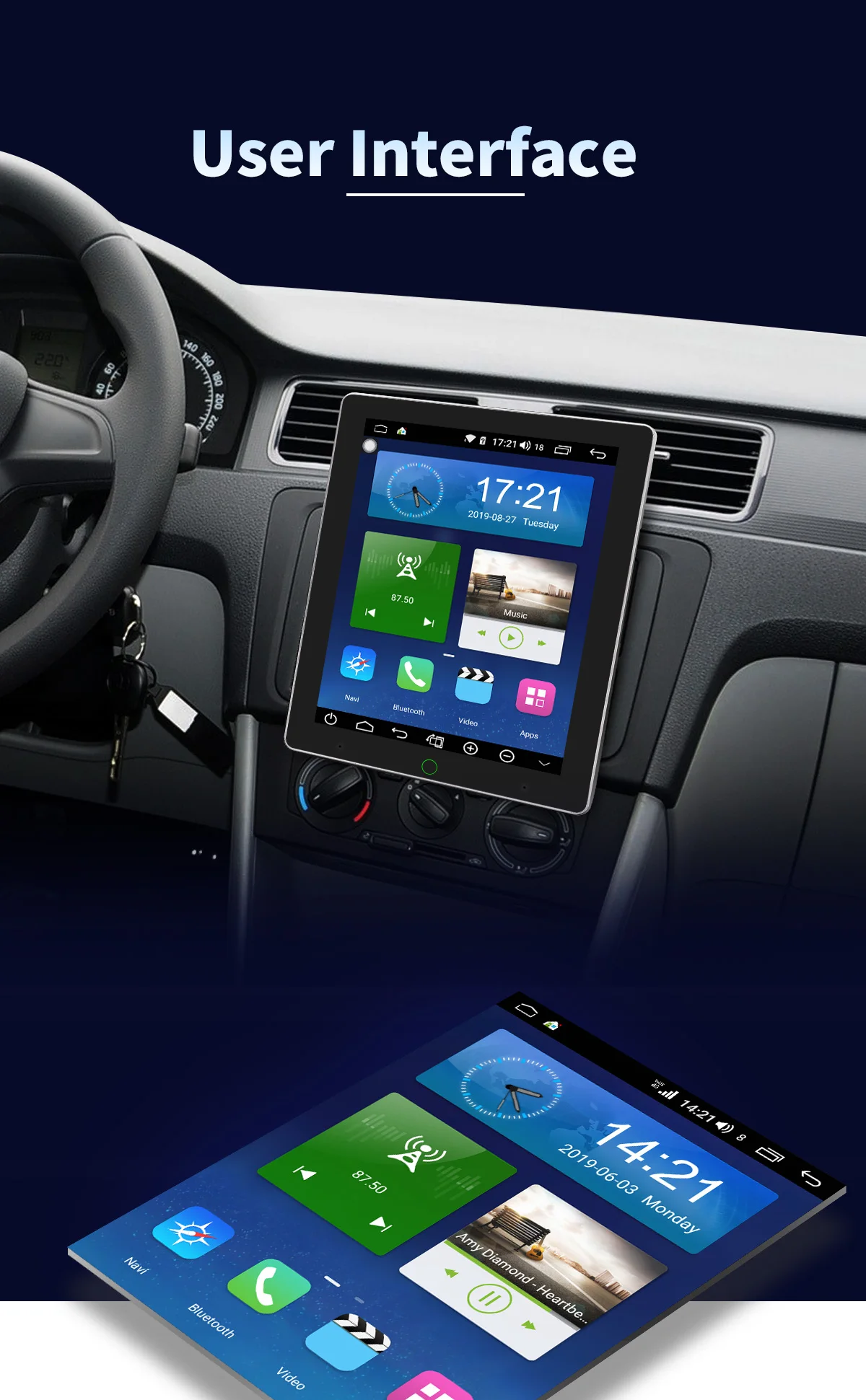 Cheap Tesla Style 2Din 9.7" Auto-Rotatable Android 8.1 Car Multimedia Radio GPS DSP Carplay Subwoofer SPDIF DAB DVR 4G SIM WiFi OBD 14