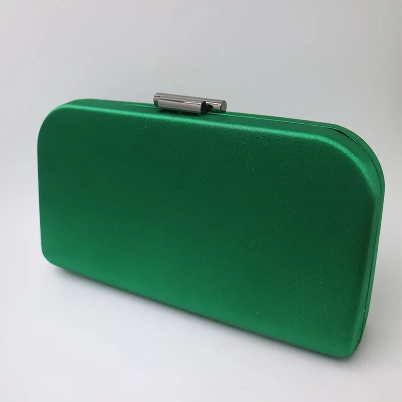 Elegant Hard Box Clutch Silk Satin Dark Green Evening Bags for Matching Shoes and Womens Wedding Prom Evening Party 