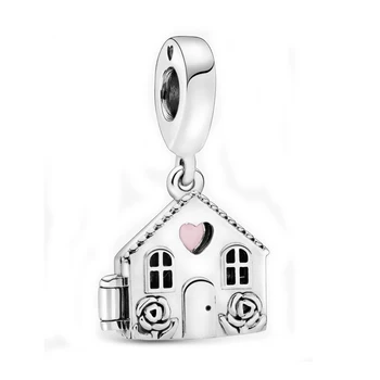 

Free Shipping Authentic 925 Sterling Silver Mom's House Dangle Charm Fit Original Pandora Bracelet For Women DIY Jewelry Bead