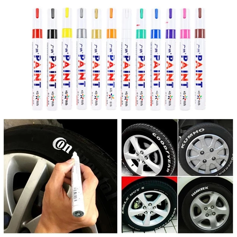 

12 colors/set Metallic Paint Marker Pen Permanent Waterproof Oily Acrylic Pens for Rock Painting-Stone, Ceramic, Metal, Glass