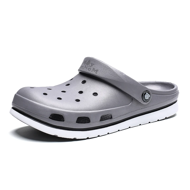 Crocse Crocks/мужские сандалии для бассейна; летняя Уличная обувь для пляжа; мужские садовые Сабо без застежек; Повседневная водонепроницаемая обувь для душа; Crock - Цвет: gray