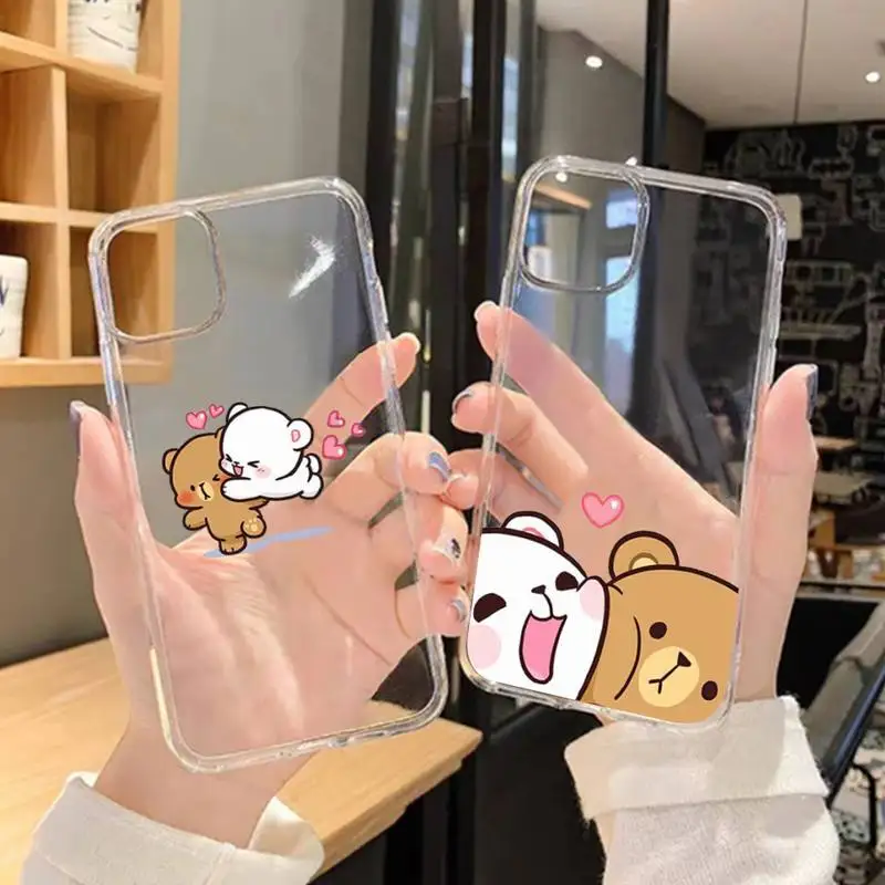 Milk Mocha bear Phone Case For Samsung GalaxyS20 S21 S30 FE Lite Plus A21 A51S Note20 Transparent Shell | Мобильные телефоны и