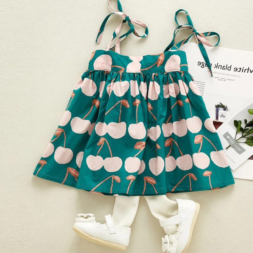 New Summer Girls Dress Lychee print kids dress princess dress Sleeveless Girls Casual Maxi Dresses Fashion Kids