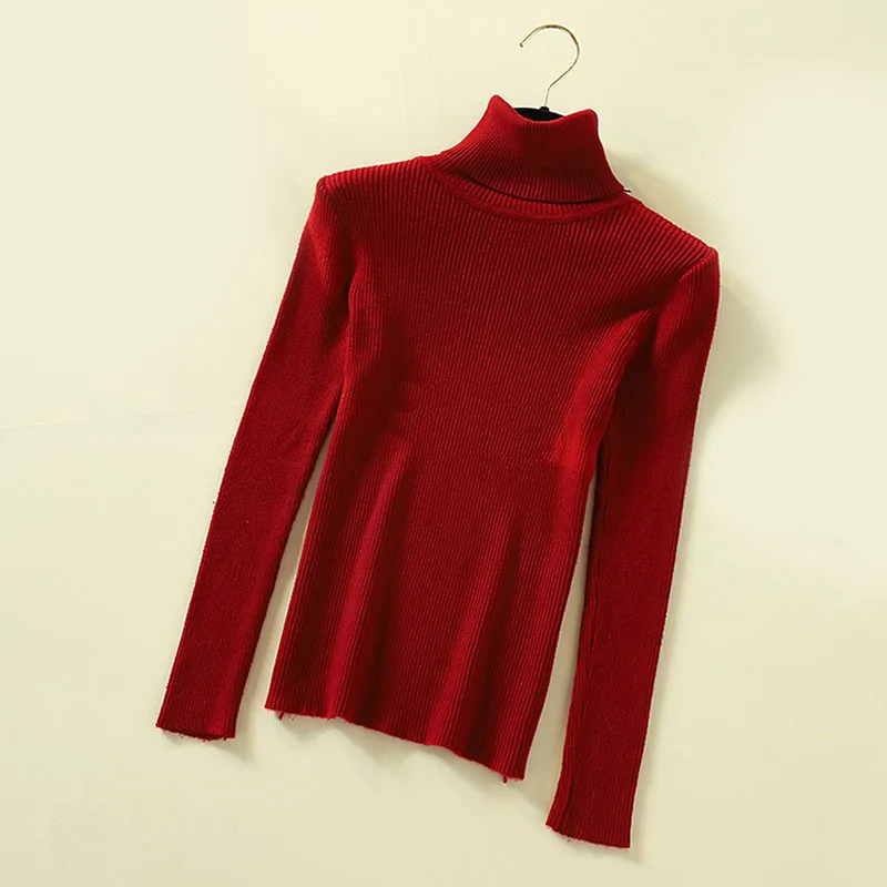 Lucyever Turtleneck Women Knitted Pullovers Sweater Fashion Autumn Winter Soft Jumper Korean Slim Long Sleeve Girls Basic Tops