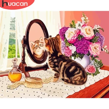 

HUACAN Paint By Number Cat Drawing On Canvas Gift DIY Pictures By Numbers Animals Kits Hand Painted Painting Art Home Decor