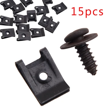 

New Arrival High Quality 15Set Spring Metal U-type Clip With Screw Car Bumper Fender Trim Panel Fasteners