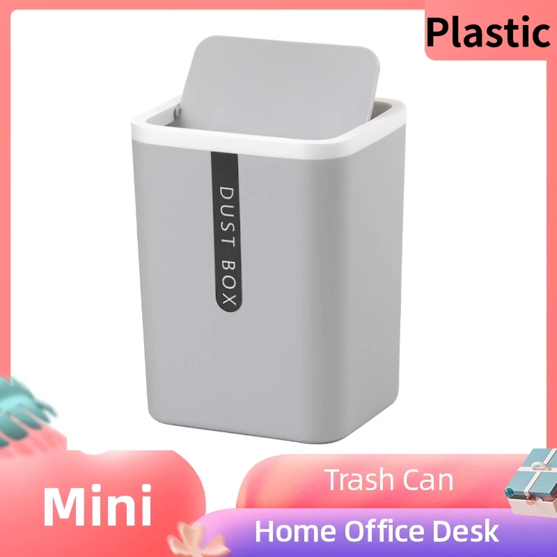 High Quality Desktop Trash Can Small Mini Garbage Plastic Dustbin with Shake Cover for Home Office Desk Car Bin Dropship | Дом и сад