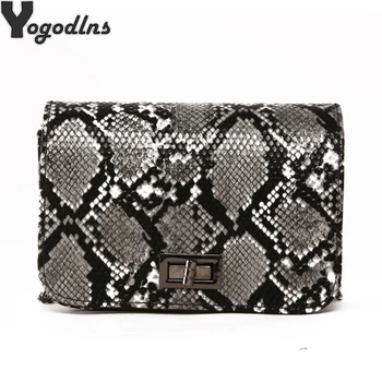 

Small Snake Print Shoulder Bag Messenger Handbags for Women PU Leather Flap Bag Serpentine Chain Bags Bolsas Mujer Sac A Main