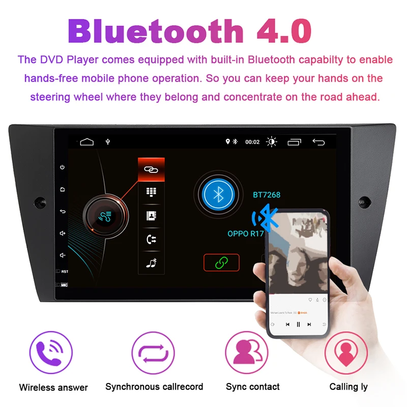 Sale 2G RAM 1 Din Android 9.0 Car Multimedia DVD Player for BMW E90/E91/E92/E93 Navigation Radio 3 Series GPSAudio 2+32GB IPS 3