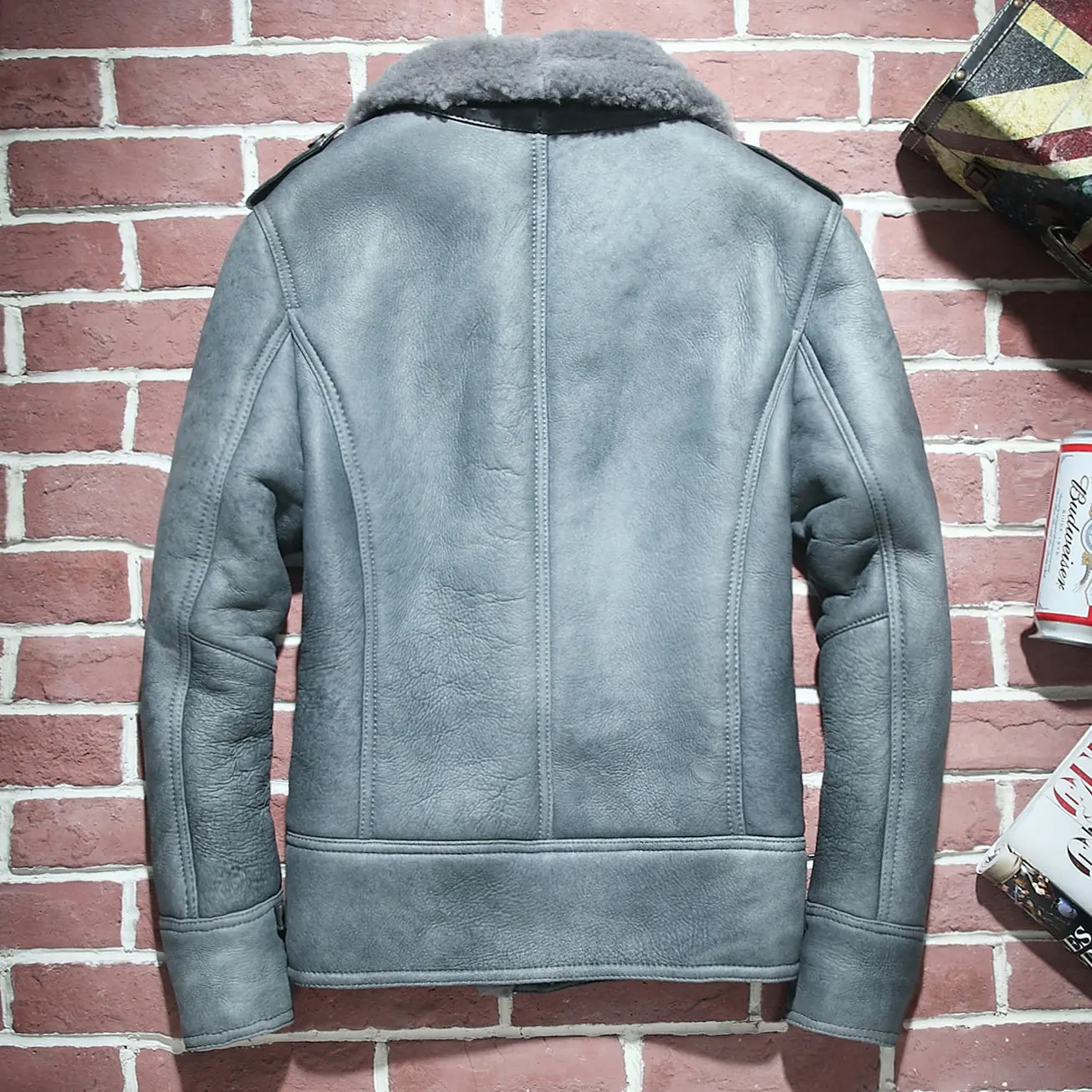 

Winter Genuine Leather Jacket Men Real Fur Shearling Jackets Sheepskin Coat Short Chaqueta Cuero Hombre wp17a359 KJ1415