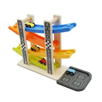 

Toddler Toys Boy Girl Gifts Wooden Race Track Car Ramp Racer 4 Mini Cars Toys Small Vehicle Alloy Car Model