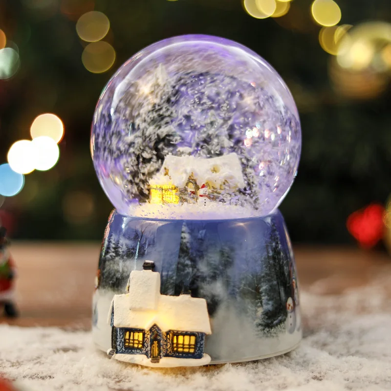Free shipping Snow crystal ball crystal ball Christmas music box crystal ball music box snow Christmas music box