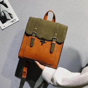 

New Retro British PU leather backpack Japanese and Korean version simple campus multi-purpose backpack student bag