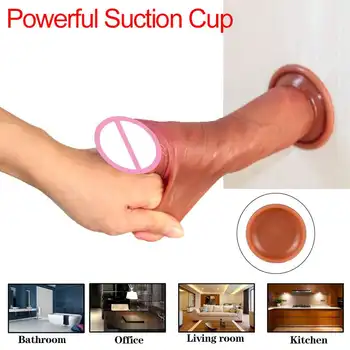 Silicone Huge Dildo Realistic Dildo Sliding Foreskin Liquid Dick G Spot Clitoris Stimulate Penis Adult Erotic Sex Toys for Women 2