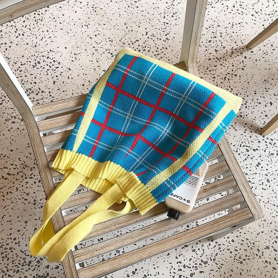 

Casual Plaid Women Totes Large Capacity Ladies Handbag Simple Wool Shoulder Bags Female Hand Bag 2019 Autumn Winter Bolsos Mujer