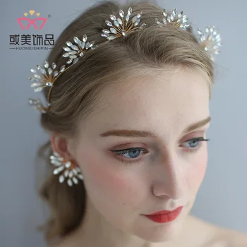 

D2333npason 2020 bride's handmade hair with protein water drill Hair Comb Set exquisite wedding dress with accessories wholesale