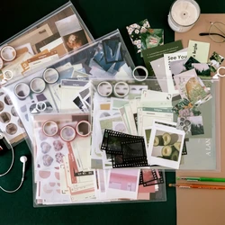 Lot de 64 papiers créatifs et mignons de la série Art Style Ins, 4 modèles de décoration de compte à main, matériel de bricolage pour planificateur d'agenda de Scrapbooking 