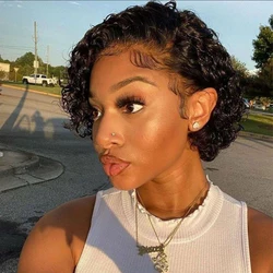 Pixie Cut Wig Human Hair Curly Human Hair Wigs Short Curly Bob Wigs For Women Lace Front Human Hair WigS Human Hair 5 Stars