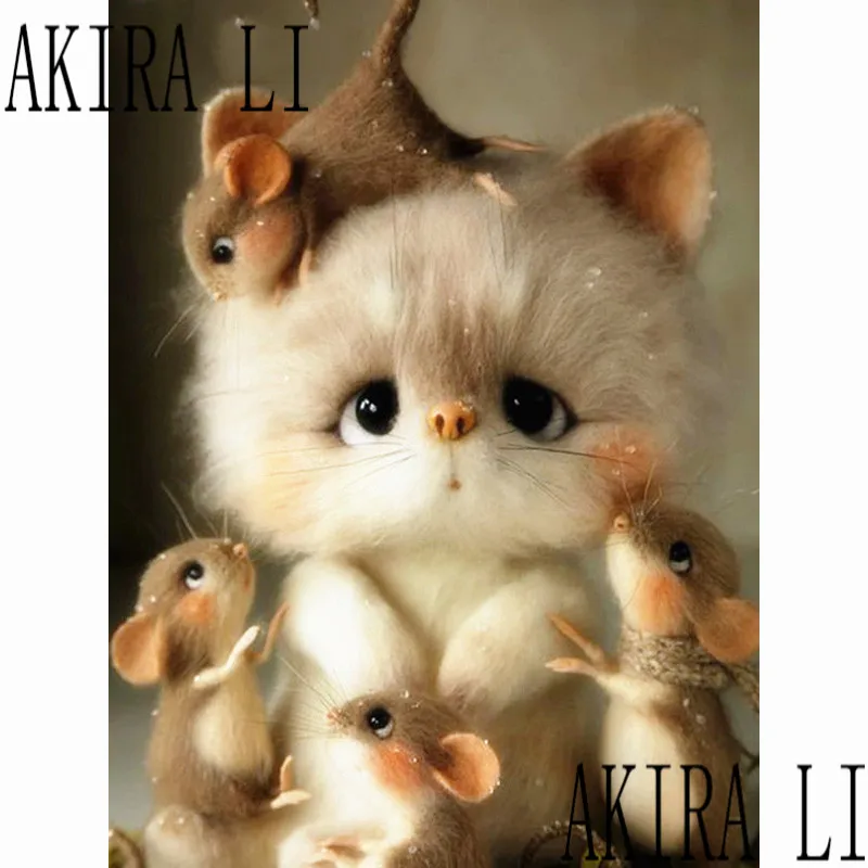 5d алмазная картина кошка мышь вышивка крестом полный квадрат/Круглый 3d Алмазная
