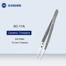 SC-11A антистатические керамические пинцеты Fly line компоненты программной платы изолированные острые пинцеты телефон ремонт Нескользящая прямая законцовка джиг