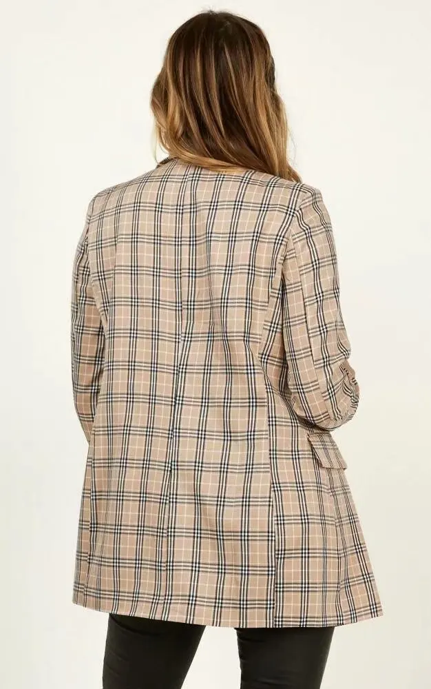 

Summer New Style Europe And America WOMEN'S Dress-Style Check Print Loose-Fit Casual Small Suit Coat W1868
