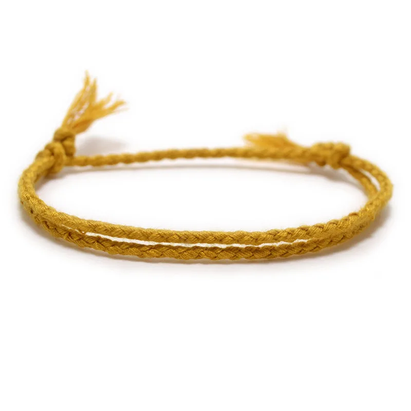 Meetvii Simple Woven Cotton Rope String Bracelet Pray Yoga Handmade Pure Color Chic Tassel Bracelet for Men Women 2020 New