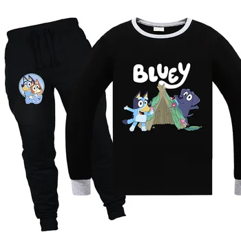 

bingo bluey Toddler Girls Boy Clothes Children Hoodies pants 2pcs sets Long Sleeve T Shirt Hoodied Trousers Cotton Cartoon Tops