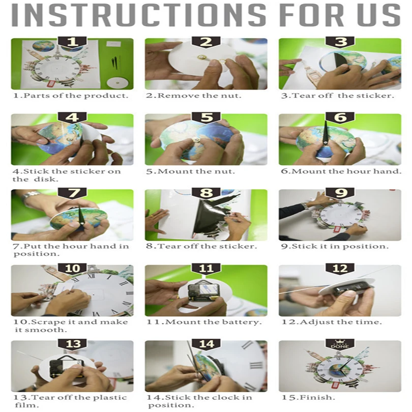 1 шт. DIY 3D Наклейка на стену часы мир земля настенные часы наклейки 3D художественные настенные часы 400x400 мм домашний декор DIY часы подарок для детей J50