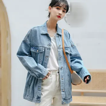 

2020 Denim Jacket Female Loose Student Korean Version Of The Simple Bf Style Casual Thin Long-sleeved Denim Clothing