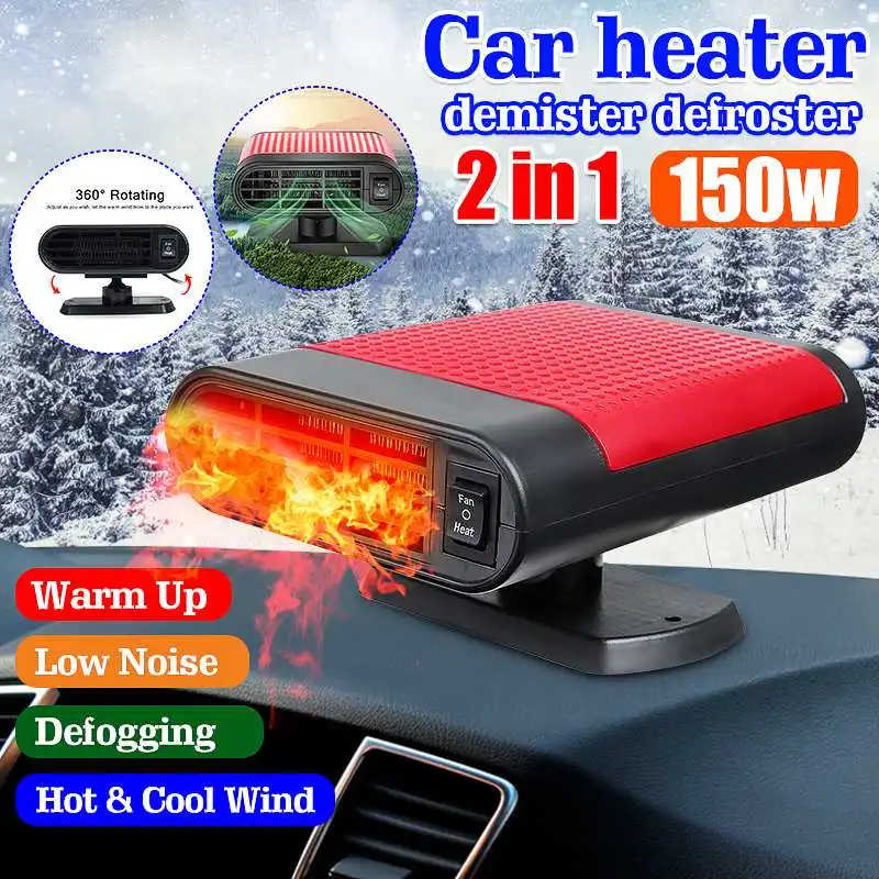 Car Heater Fan Red,Anti-Fog Car Fan Defroster Automobile Heater Warmer and Defroster Heating Cooling Function Windshield Demister Defroster 