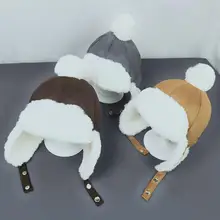 Шапка для маленьких мальчиков и девочек, детская шапка с ушками, зимняя теплая плюшевая хлопковая шапка, уличная Кепка Lei Feng, милая шапочка, подарки