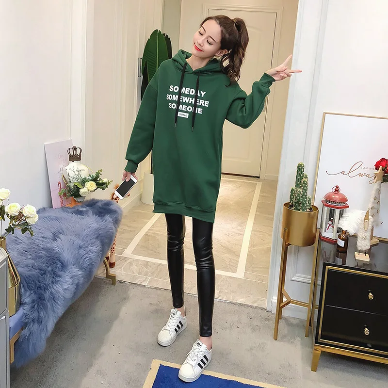 

2019 Autumn & Winter New Products Drawstring Hooded Loose-Fit Lettered Printed Brushed And Thick Mid-length Hoodie