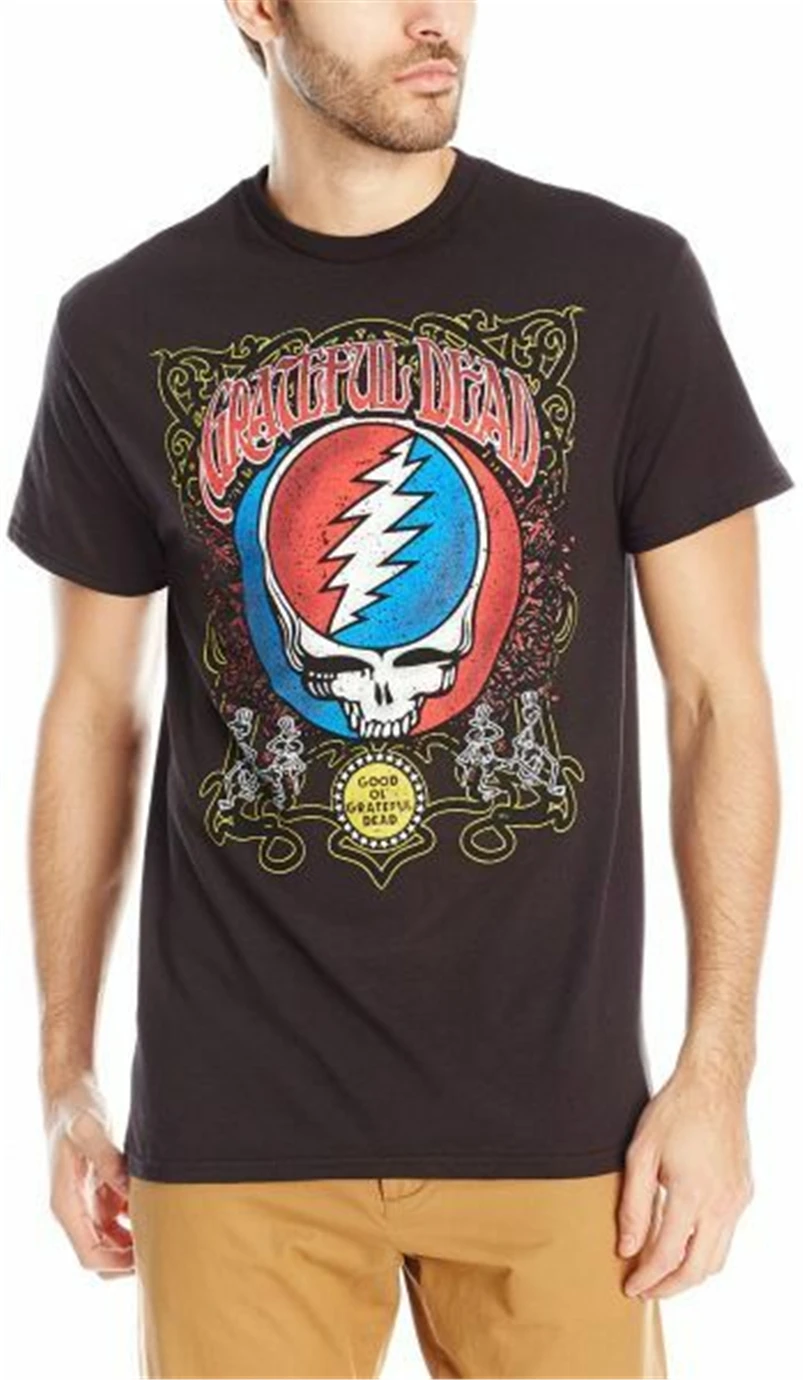 Мужская футболка с круглым вырезом и логотипом Grateful Dead черная из дышащей