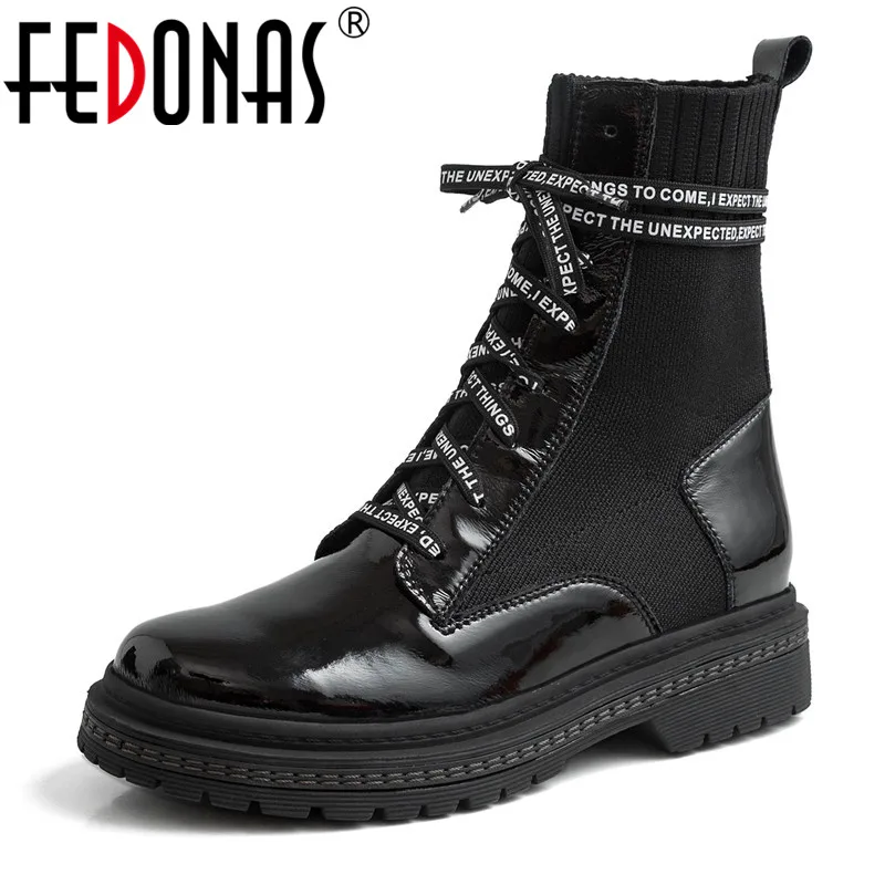 Женские ботинки с перекрестной шнуровкой FEDONAS повседневные из натуральной кожи