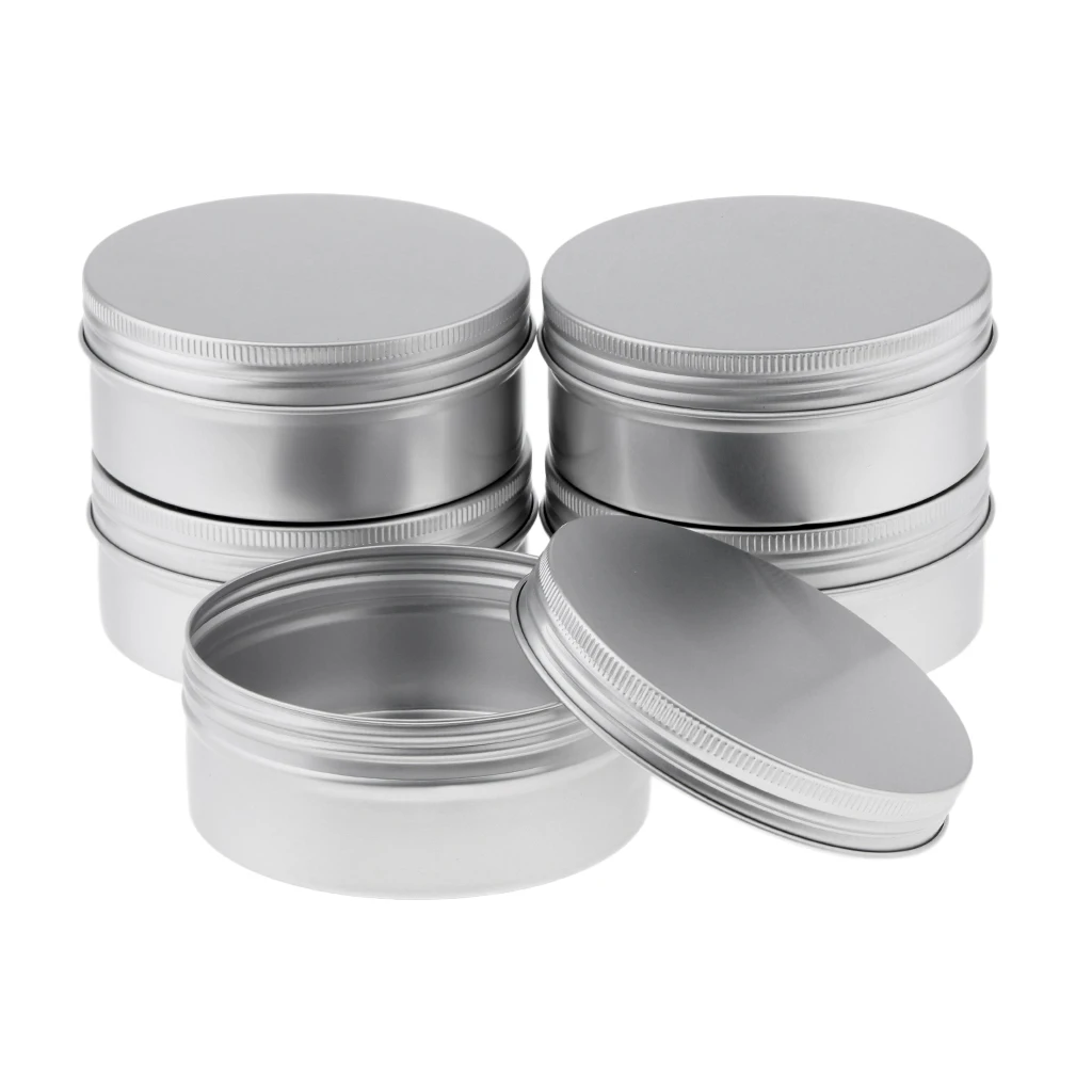 8.8oz Aluminum Tins Container Screw Lid Cosmetic Storage Jars Cans Pot 5pcs