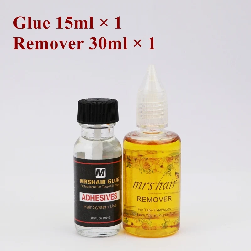 

MRSHAIR Glue For Toupee & Wigs 15ml Liquid Adhesives Lace Wig Glue+Tape Hair Remover 30ml Hair Extension System Use Holding Long